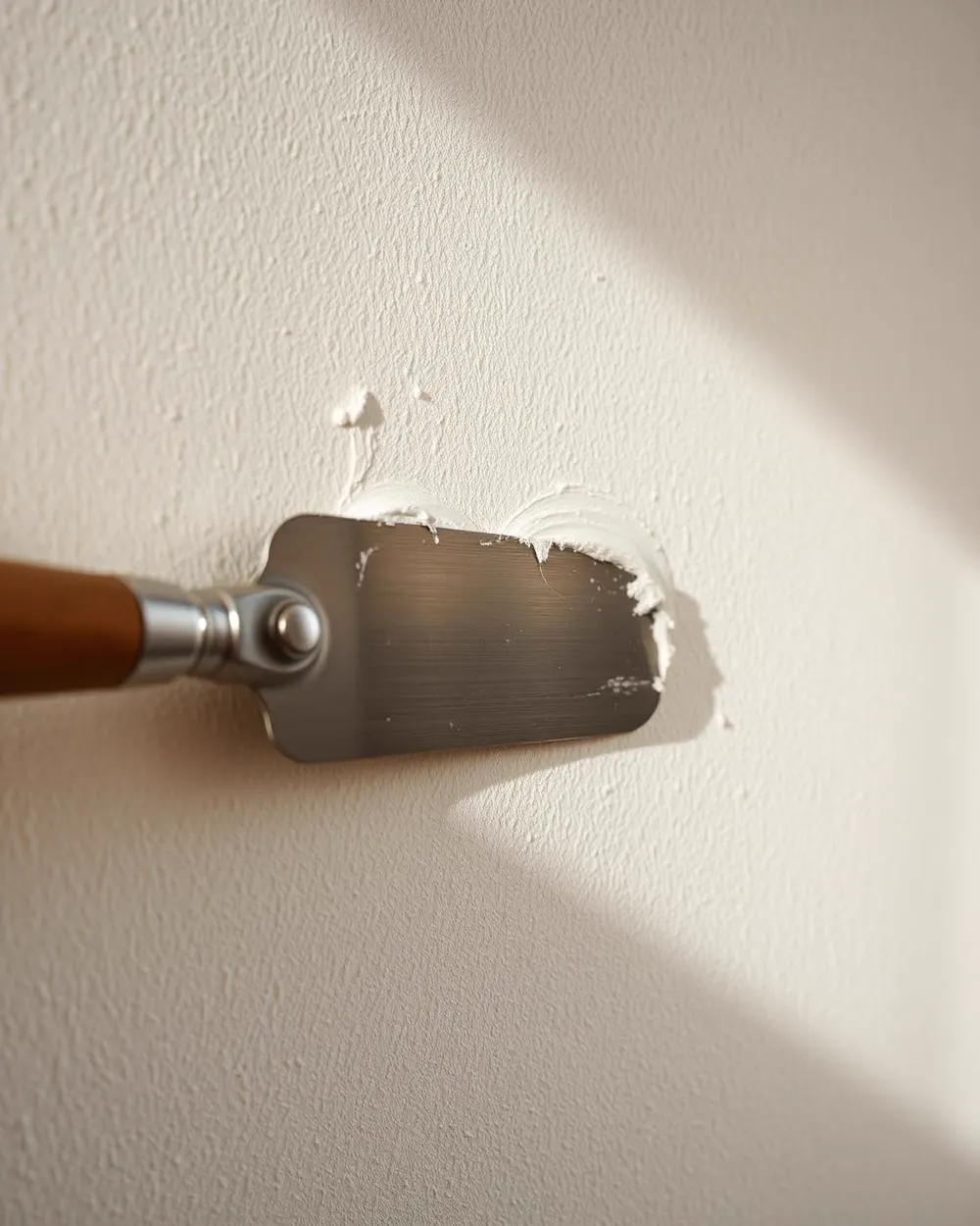 Spatola che liscia lo stucco su una parete interna (immagine dimostrativa)