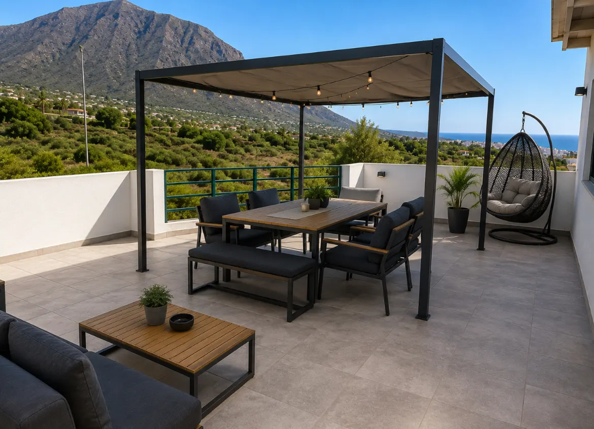 Terrasse avec pergola et vue sur le Teide Terrasse avec pergola et vue sur le Teide