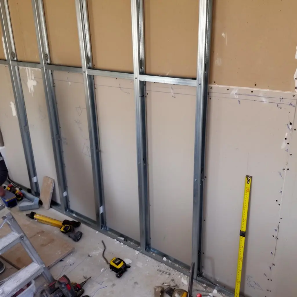 Finished plasterboard walls in a hallway Tenerife