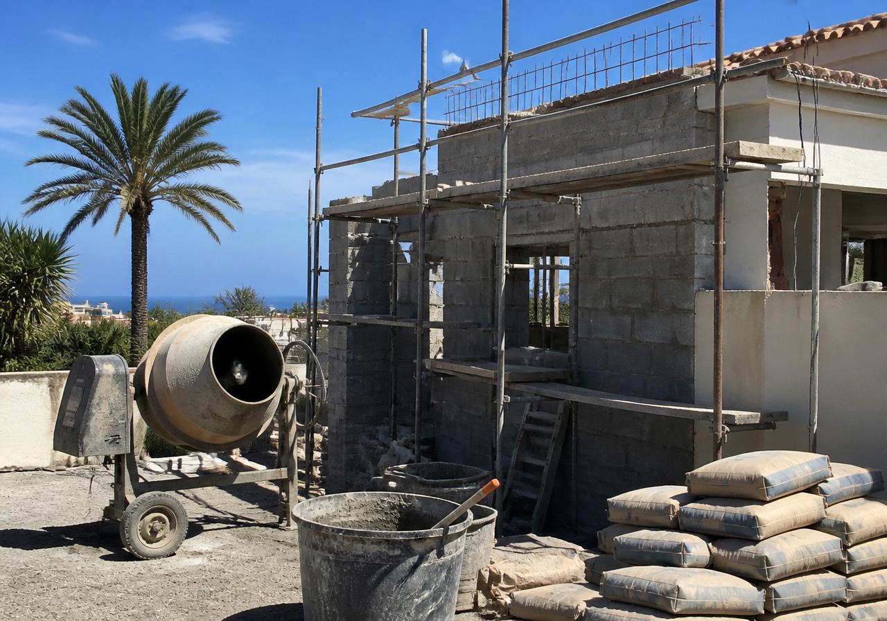 Cantiere edile con betoniera a Tenerife